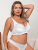 Plus Size Sexy Bra, Damen Plus Floral Jacquard Kontrast Spitze Vollständige Abdeckung