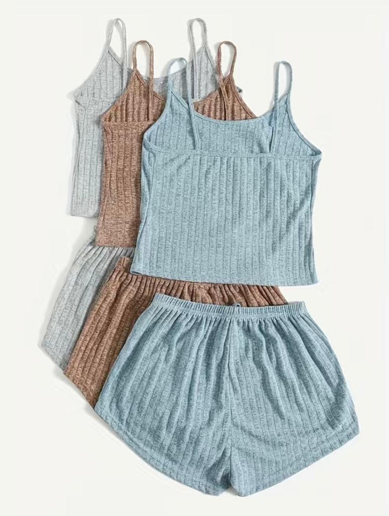 3 Sets Einfaches, Solides Pyjama-Set